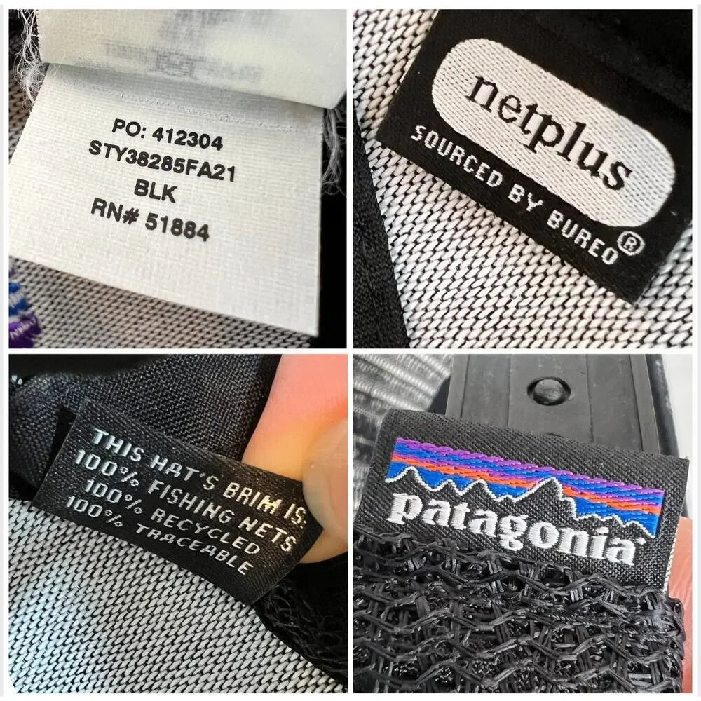 Patagonia Netplus Trucker Hat Black Bureo Mountains Snapback Mesh Recycled Nets